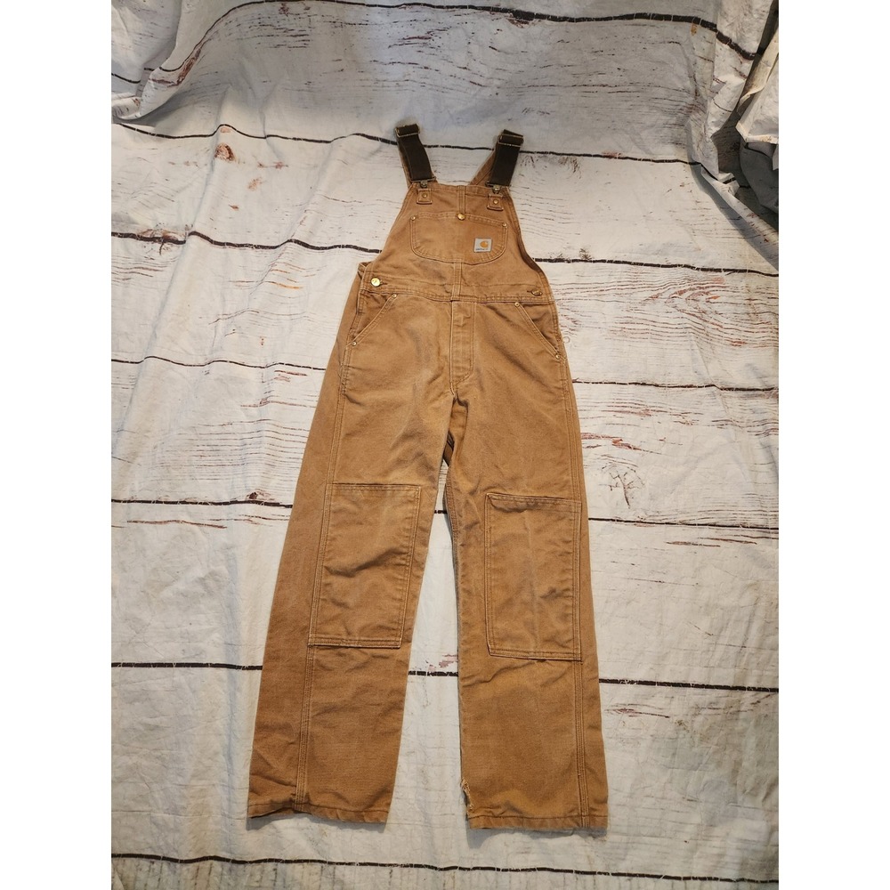 Carhartt Kids Duck Canvas Double Knee Bib Overalls Size 10/12